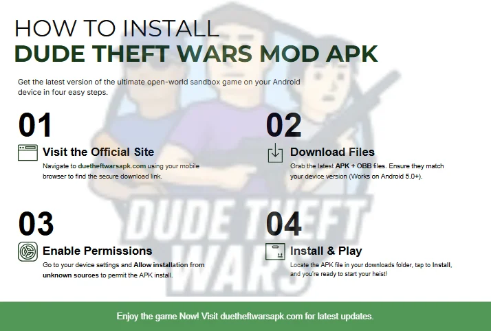 Dude theft wars mod apk downloading method
